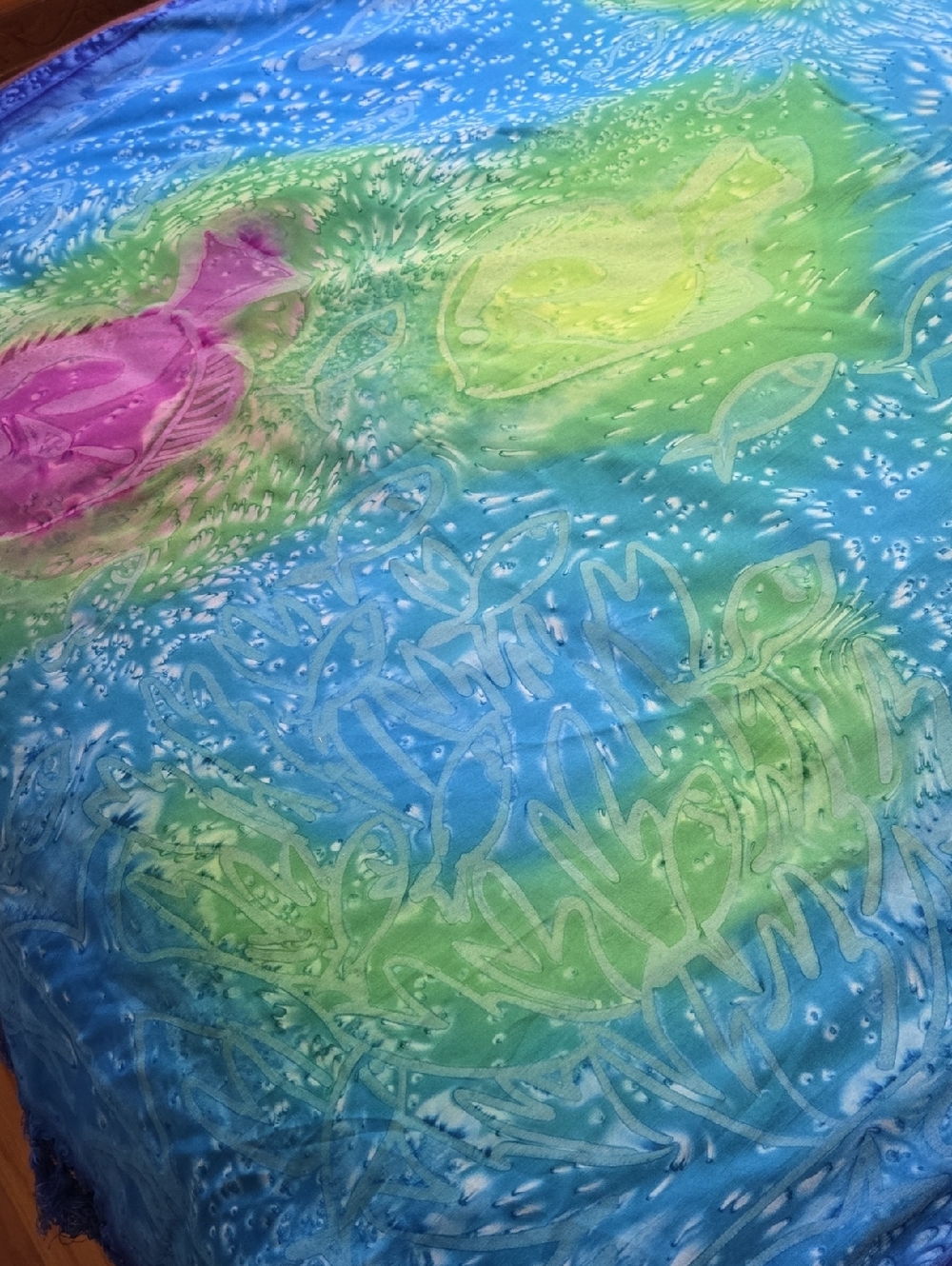 Rima Beach Wrap Scarf in Aqua, Lime & Magenta - Picture 6 of 7